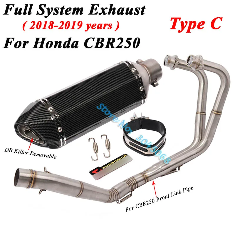 Type C Слипоны для Honda CBR250 CB250R мотоцикл Yoshimura выхлоп Escape модифицированный глушитель дБ Killer Передняя средняя труба - Цвет: Type C