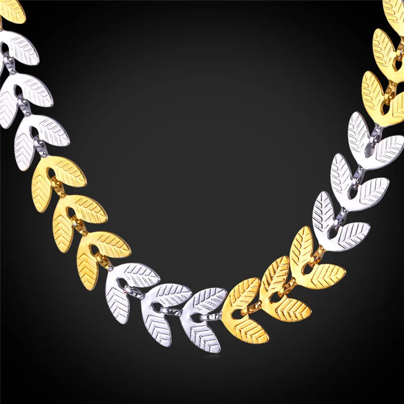 Collare Two Tone Gold Color Chain For Women /Men with Wheat Necklace Women/Men Jewelry Wholesale Rock Ethiopian N150 | Украшения и