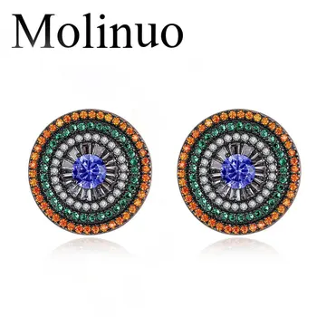 

Molinuo delicate earrings Europe and the United States retro fashion temperament copper inlaid zirconium ladies earrings jewelry