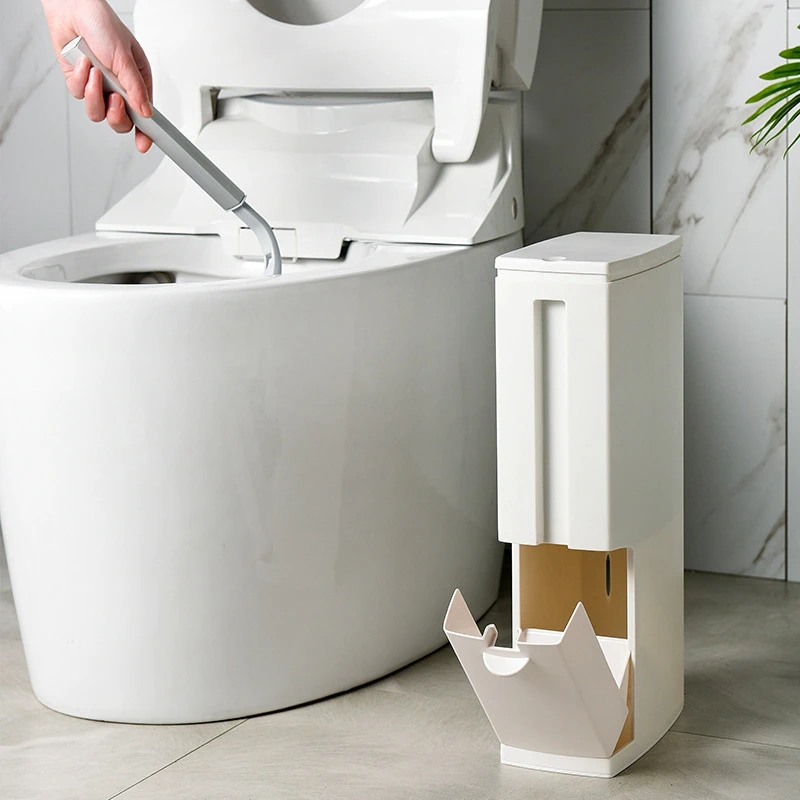Мусорное ведро для ванной комнаты с туалетной чашей щетка коробка для салфеток набор пластиковых мусорных корзин с крышкой инструменты для чистки ванной комнаты, белый