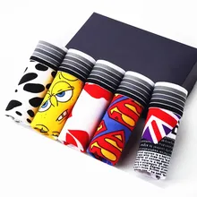 5 шт/лот трусы мужские Кальвин летние мужские трусы багажник мультфильм мужские трусы-боксеры дышащие нижнее белье для мужчин трусы Ice Silk