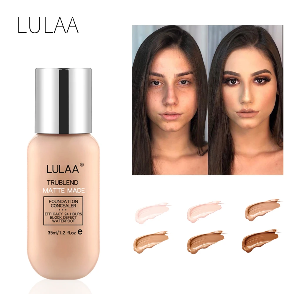 

LULAA Makeup Foundation Liquid Long-lasting Full Coverage Face Concealer Base Matte Cushion Foundation Cosmetic BB CC Cream