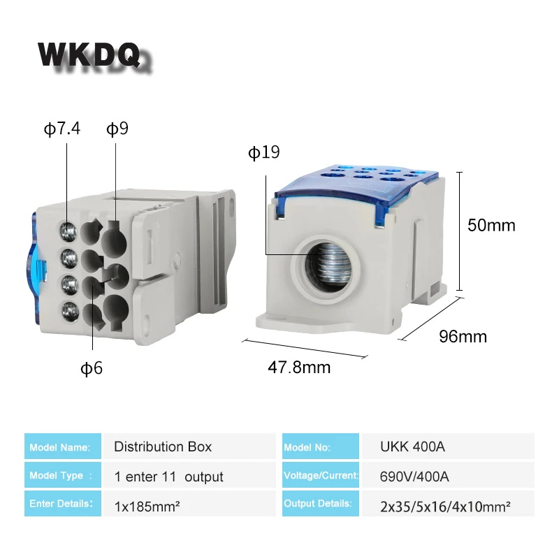 UKK400A din рейка клеммные блоки один в несколько Выходная распределительная коробка