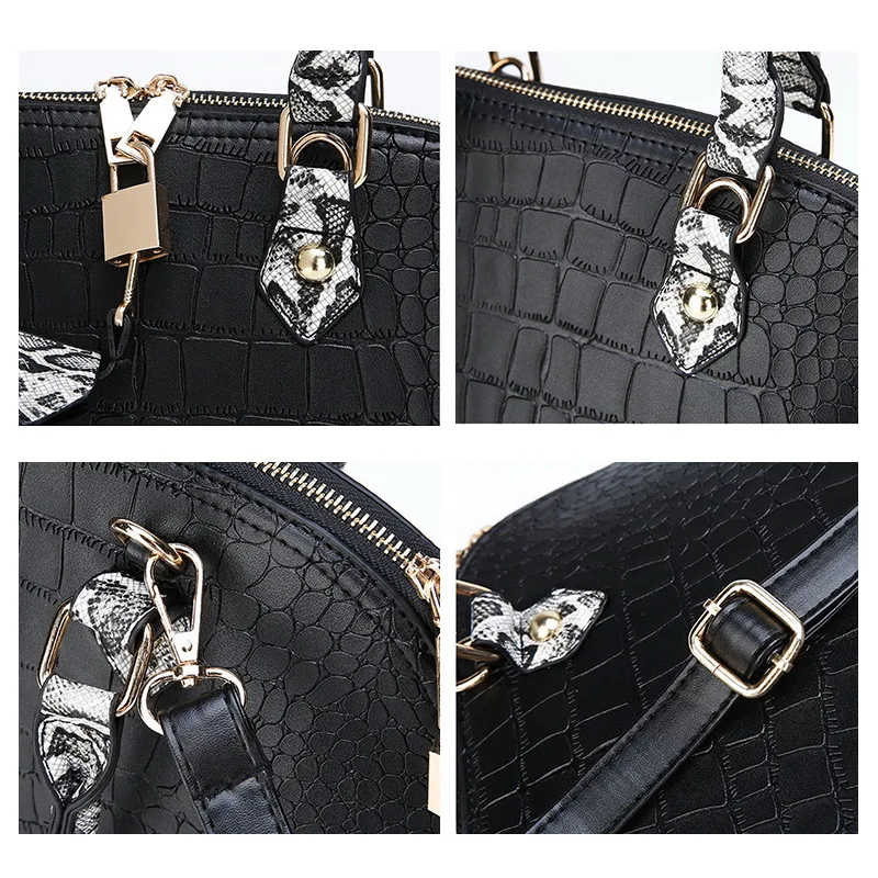 Anslot брендовые дизайнерские женские сумки с крокодиловым узором, женская сумка, роскошная сумка с верхней ручкой, сумка через плечо из искусственной кожи, змеиная сумка HPS360