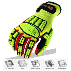Cut Resistant Anti Vibration Safety Work Glove With TPR Mechanics Industry Working Gloves ANSI  Level A6.