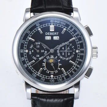 

Debert New Moon Phase Leather Mens Automatic Watches Men Wrist Watch Mens Watch calendar Top Brand Luxury sport Watch Clock