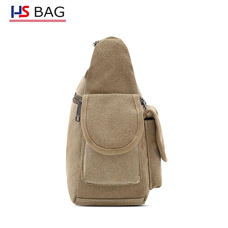 

New Style Canvas MEN'S Single-shoulder Bag Ultra Large Capacity Multilayer Shoulder Bag Students Travel Single-shoulder Bag Casu