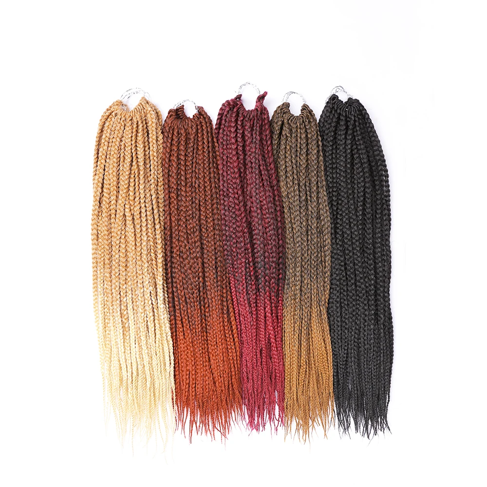 Box Braids Crochet Hair Ombre Synthetic Braiding Hair Extensions Crochet Braids Hair for African Braids Brown for Black Women 3