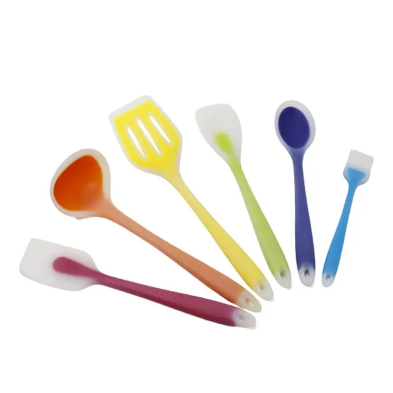  6-piece Rainbow Translucent Silicone Kitchen Utensils Cooking Utensils Set Spoon Scoop Shovel Spatu