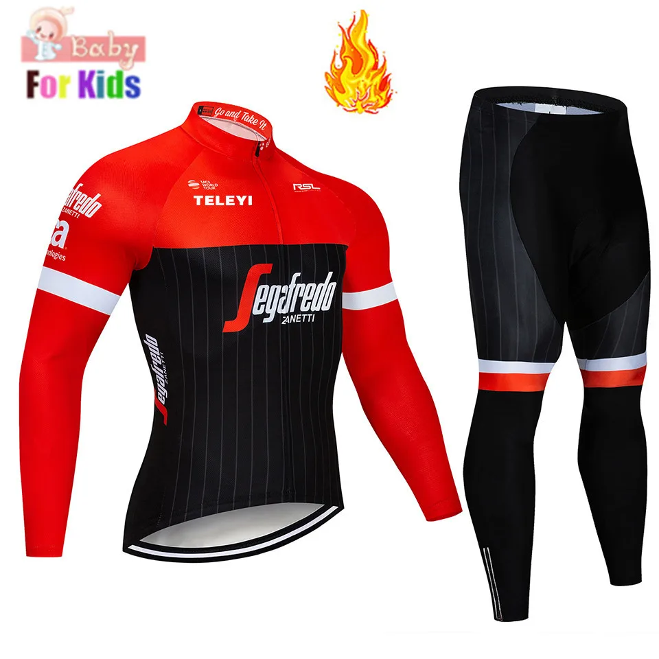 Детский спортивный костюм с длинными рукавами для велоспорта, комплект из Джерси для горного велоспорта, зимняя велосипедная форма, теплая флисовая велосипедная одежда для детей