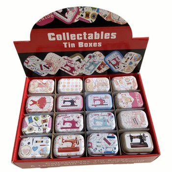 

32Pcs/lot Vintage Cartoon Tin Box 5.5*3.8*2.4cm Candy Pill Chutty Mini Storage House Decoration Collectables Display 1901