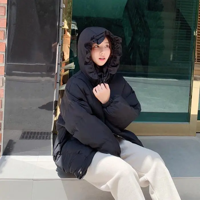 Sunhat новая короткая хлопковая одежда для девушек, студентов, хлеба, свободная зимняя новая хлопковая одежда - Цвет: Black