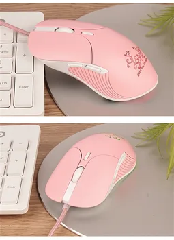 

Gaming Mouse Silent Click 7 Colors Backlit Optical Game Mice Ergonomic USB Wired Mouse Girl Cartoon Computer Mouses Games