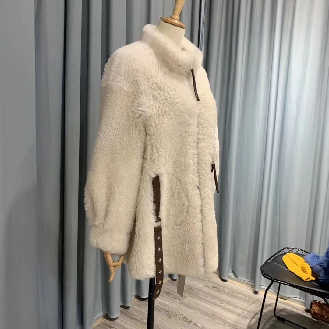 Пальто из натурального овечьего меха женские зимние натурального меха Меховая куртка размера плюс Толстые Теплые Натуральная кожа куртка двухсторонняя дубленка