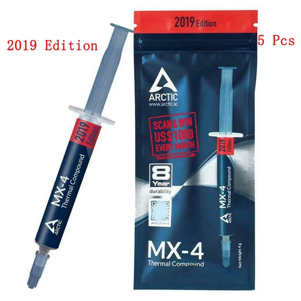 Arctic MX-4 cpu 2g 4g 8g 20g видеокарта термопаста силиконовая MX 4 кулер трубка MX-2 MX 2 Чип Процессор соединение смазки - Цвет лезвия: MX4  4g 5 Pcs