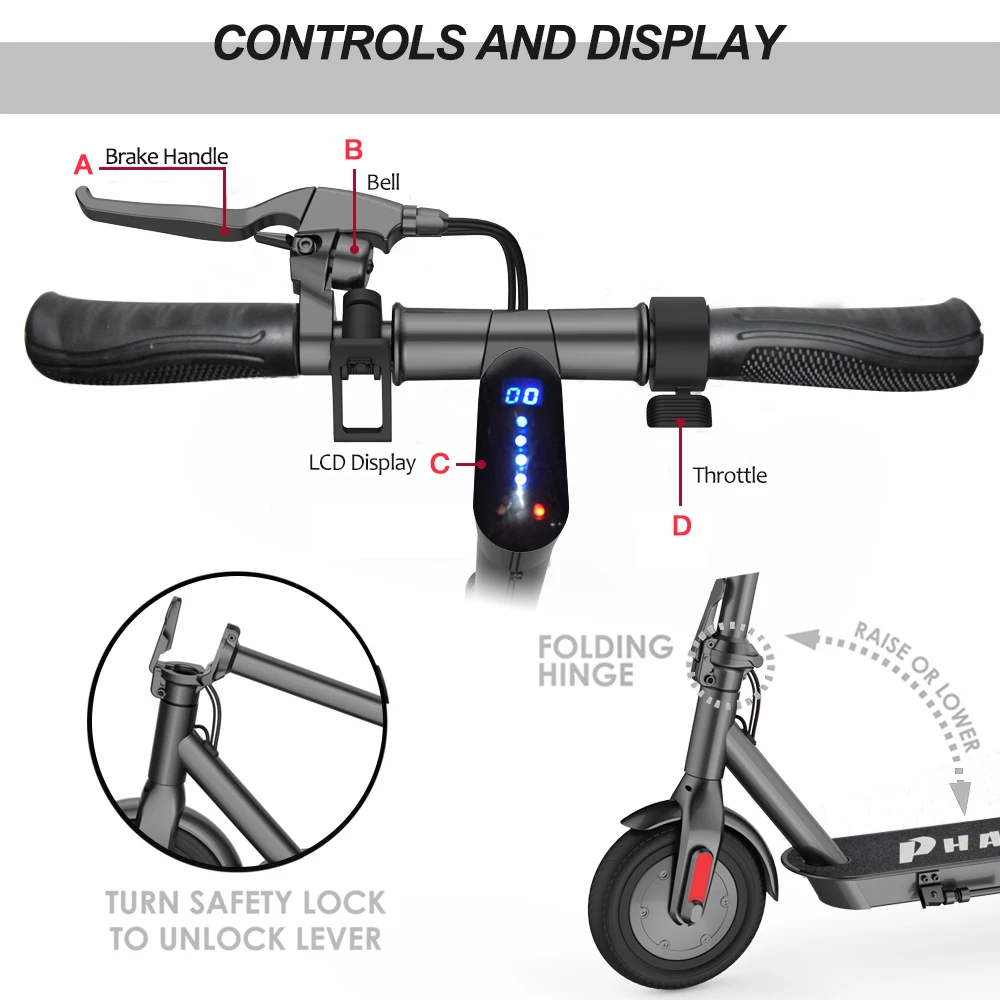  8.5IN Electric Scooter Foldable Commuting Scooter 264LB Loading 250W Motor Commuter Adults For Scho