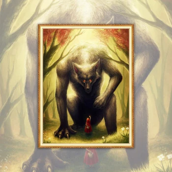 

Wolf Girl In Red Hat Full Display Square/Round Animal Diamond Embroidery 5D Diamond Painting Diamond Mosaic Rhinestone Picture