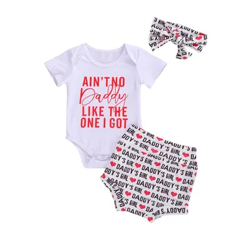 

Summer Kids Girls Clothes Sets Sister Letter Heart Print Romper/T Shirts Tops Short Sleeve Shorts Outfits 0-5Y