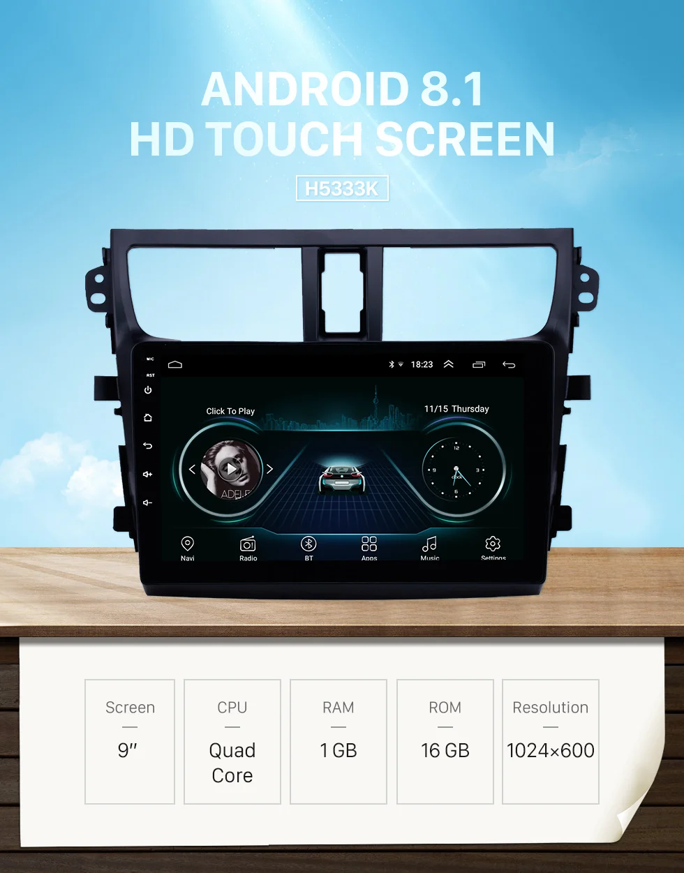 Sale Harfey Car GPS Radio Player Android 8.1 Navi 9" Stereo for Suzuki Celerio 2015-2018 Head Unit with AUX support OBD2 SWC Carplay 0