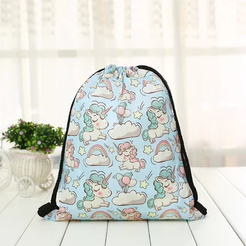 

Unicorn drawstring new Backpack fashion Women printing knapsack men Casual bags unisex Women's Cartoon Animal shoulder blue