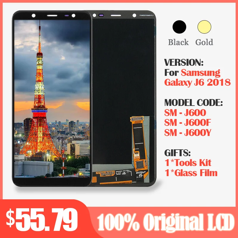 

Original Super AMOLED 5.6'' Display LCD For Samsung Galaxy J6 2018 J600F J600 Display +Touch Screen Assembly Replacement Parts