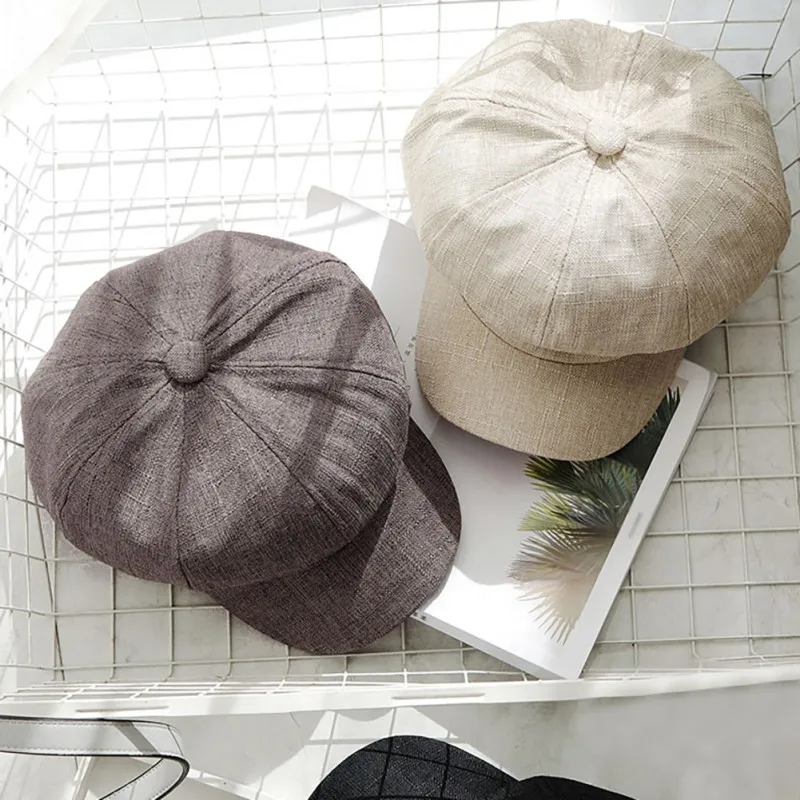 Женская Повседневная винтажная зимняя теплая Модная кепка ретро классическая женская восьмиугольная шляпа в британском стиле одноцветные удобные шапки