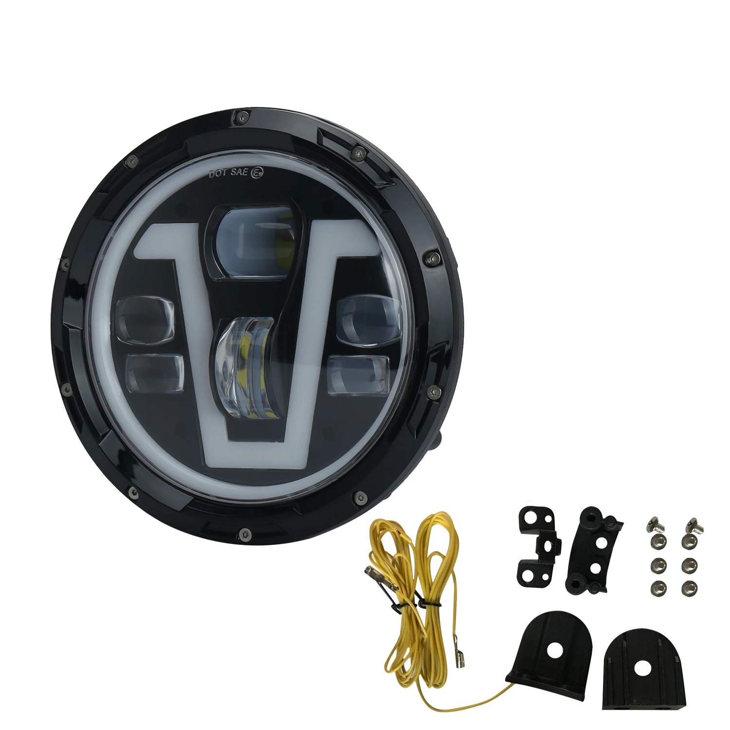 

7inch LED Headlight Motorcycle Round Headlamp Turn Signal Indicator LED Light Bulb Replacement for Honda Driving Lamp