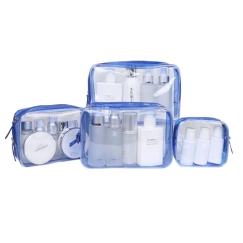 

4/PCS Travel Women's Clear Cosmetic Bags Organizer Transparent PVC Beautician Makeup Bag Toiletry Bag Make Up Pouch Wash Bags