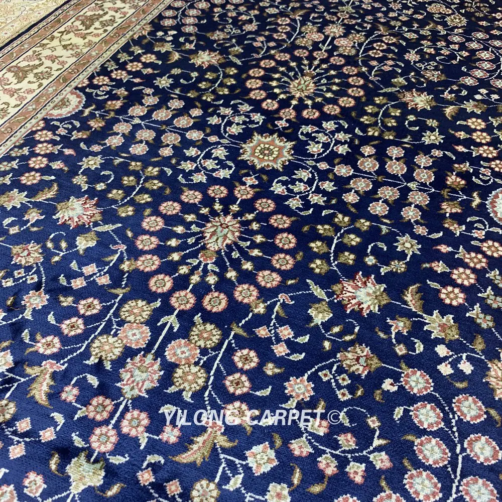 YILONG 3'x5' Тебриз шелковый ковер ручной вязки Шелковый Синий изысканное качество ручной работы ковры(HF225B