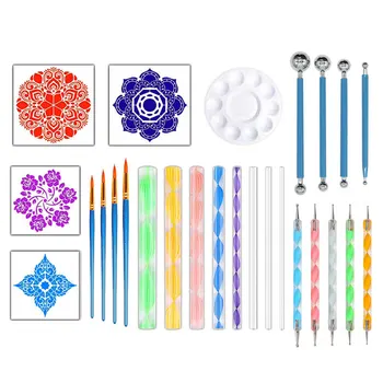 

Dot Painting Tool Set, 26 Pcs Dotting Tools Stencil Mandala Painting Tool Kits Brushes Paint Tray for Painting Rocks