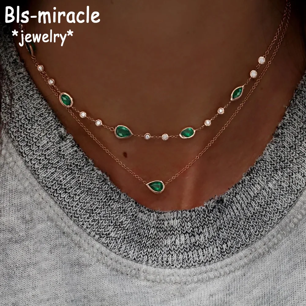 Pendant Necklaces Female Jewelry Multilayer Drop-Stone Wedding-Gift Vintage Gold Boho Fashion