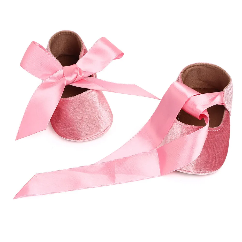 Zapatos Kawaii de algodón con lazo de Riband para bebé recién nacido, zapatillas de princesa para niñas de 0 a 18 meses, zapatos suaves para primeros pasos