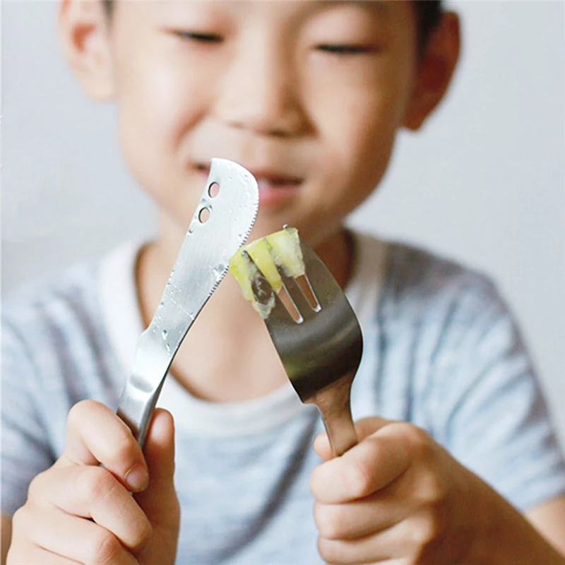Креативный 304 из нержавеющей стали мультфильм столовая посуда столовые приборы нож вилка, ложка, посуда для детей в форме бегемота