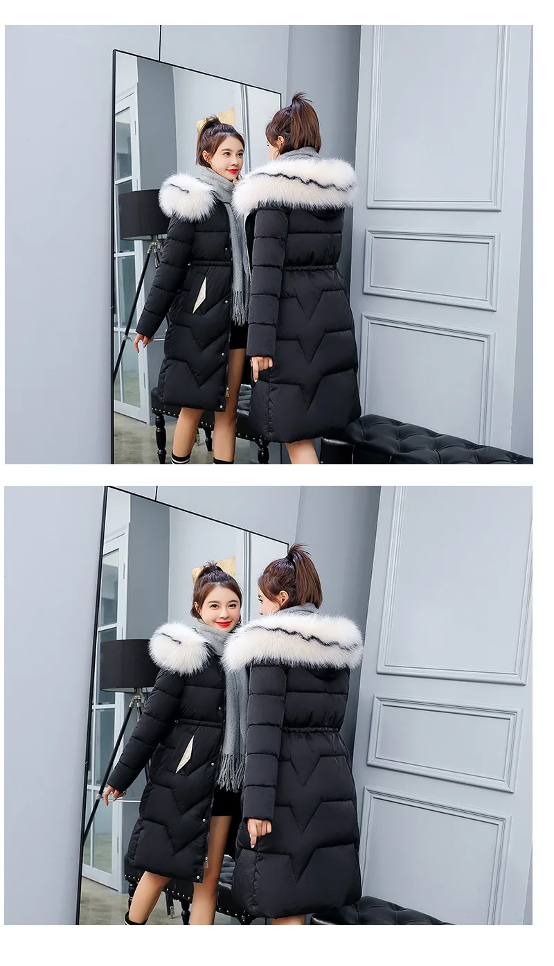 Новая осенне-зимняя одежда до колена в длинном стиле Корейская версия пуховой хлопковой стеганой куртки с поясом для женщин 810