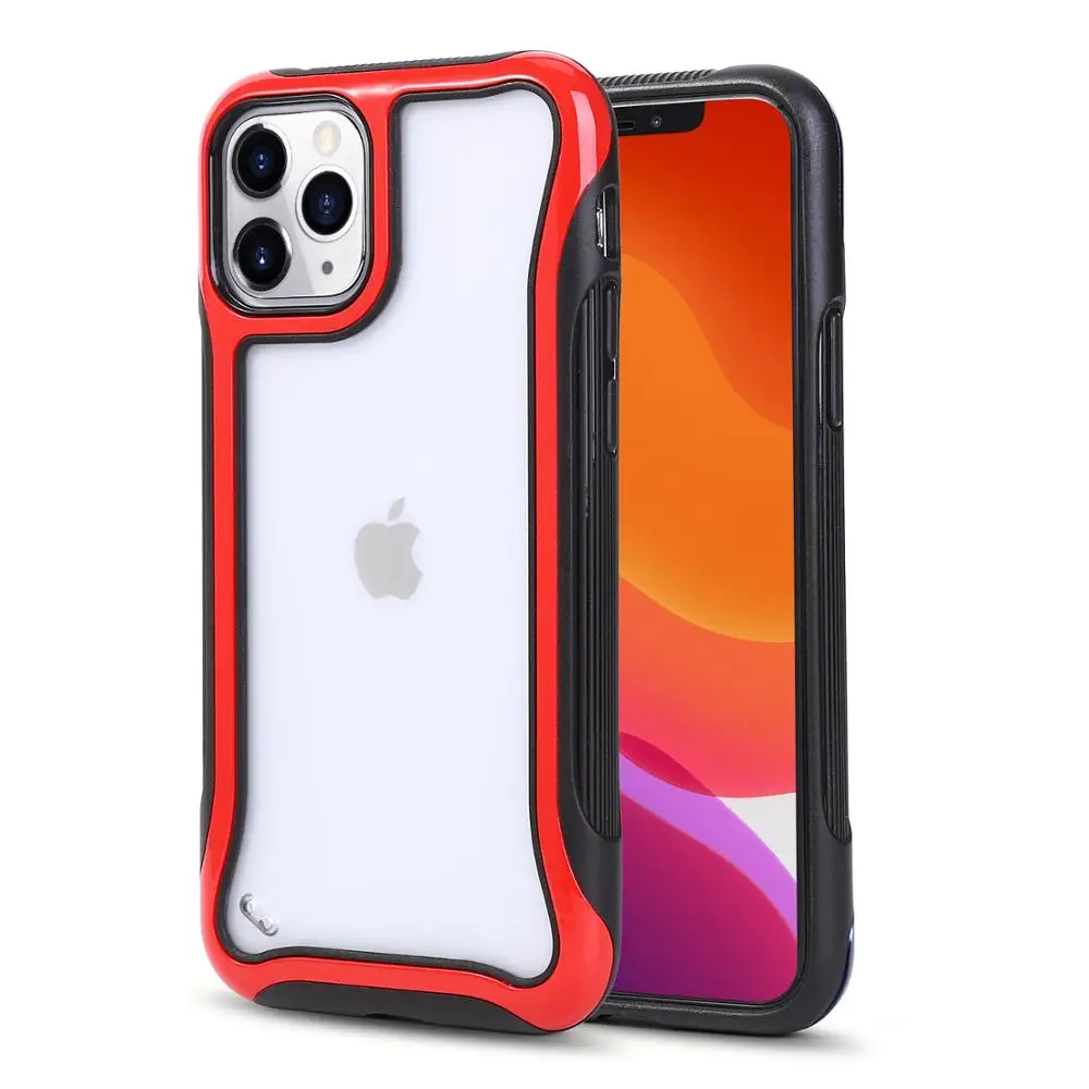 Противоударный мягкий ТПУ+ PC чехол для телефона для iPhone 11 Pro Max 6 6S 7 8 Plus X XR XS Max прозрачные матовые чехлы силиконовый чехол - Цвет: Red