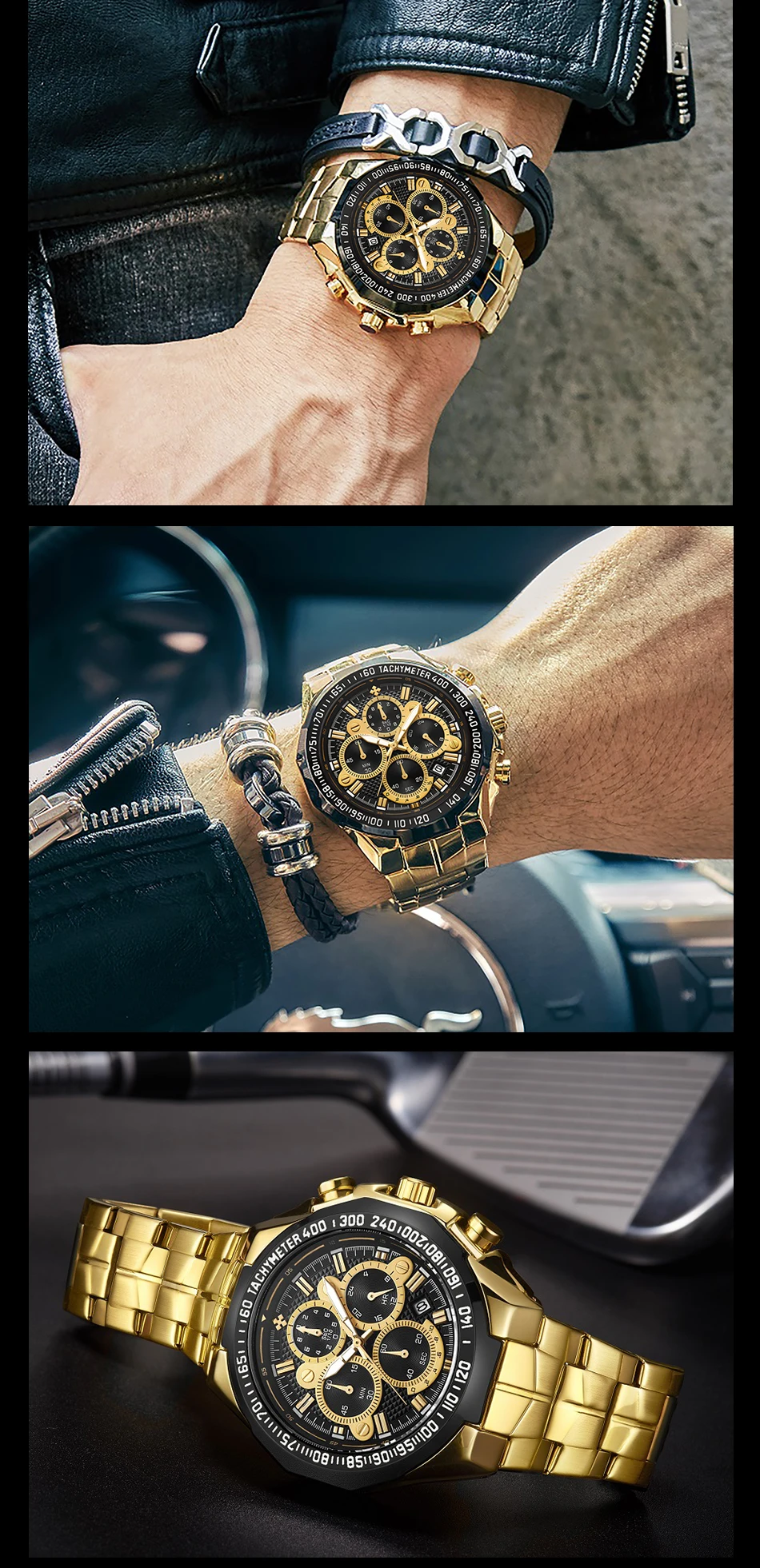 Relogio Masculino WWOOR Men Watches 2022 Top Brand Luxury Wrist Watches Men Male Gold Big Golden Chronograph Wristwatch Man