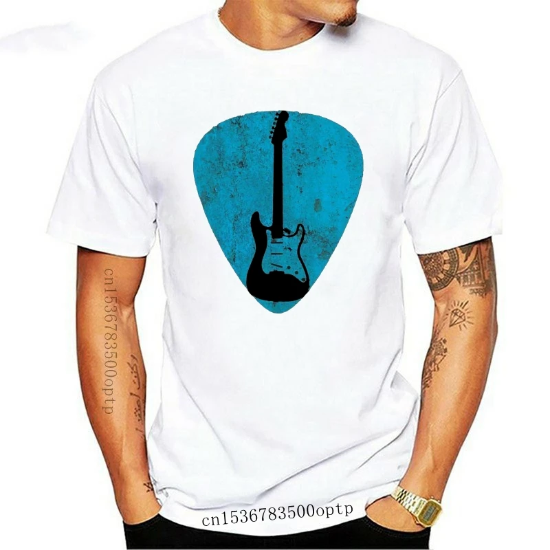 New Guitar Pick Full Silhouette Mens T-Shirt - Guitarist Bass Music Acoustic Free Shipping Tee Shirt | Мужская одежда
