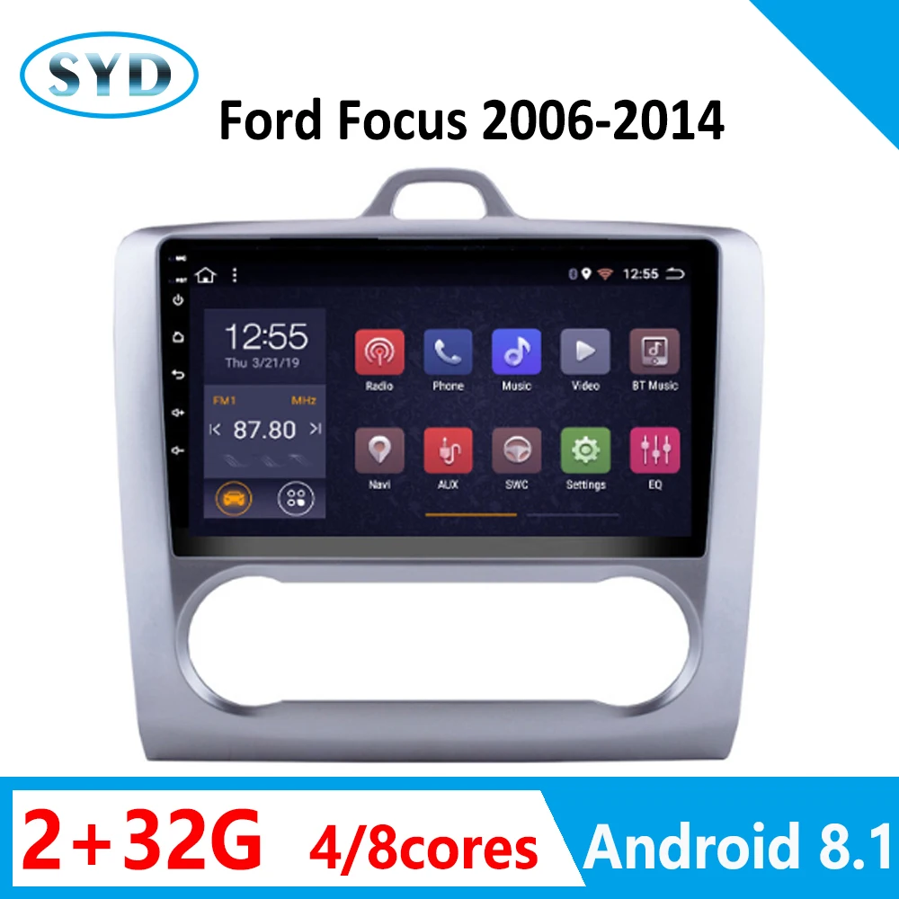 Car Radio For Focus 2004 2005 2006 2007-2011 Android 8.1 9&quot DVD Player 2G 32g iPhone Mirror link SWC WiFi FM TV multi-language |