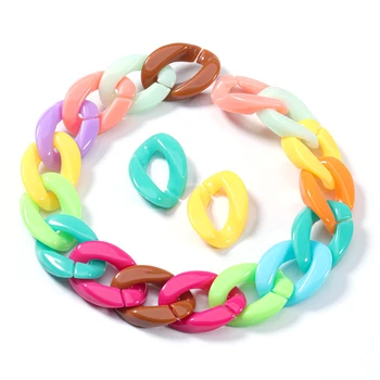 

50pcs/lot Mixed Color Acrylic Flat Twist Oval Open Ring Beads Connector link Chain For Necklace Bracelet Making Colorful Chain