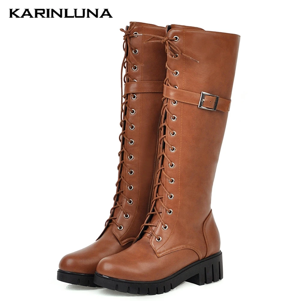 

Karinluna Large Size 43 Equestrian Boots Women Shoes Fashion Cool Winter Boots Chunky Heel non-slip Boots Shoes Woman