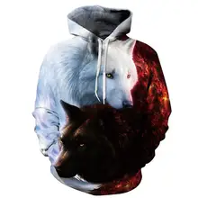 Для женщин/мужчин с капюшоном цифровой печатный свободный длинный рукав Повседневная Толстовка, худи