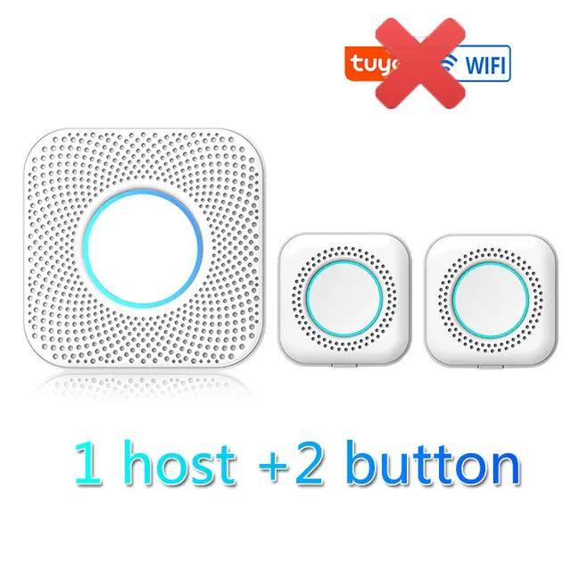 Wireless Doorbell Tuya App Intelligent Home Welcome Doorbell Waterproof Button LED Light 433MHz Security Alarm Smart Doorbell White No WiFi B
