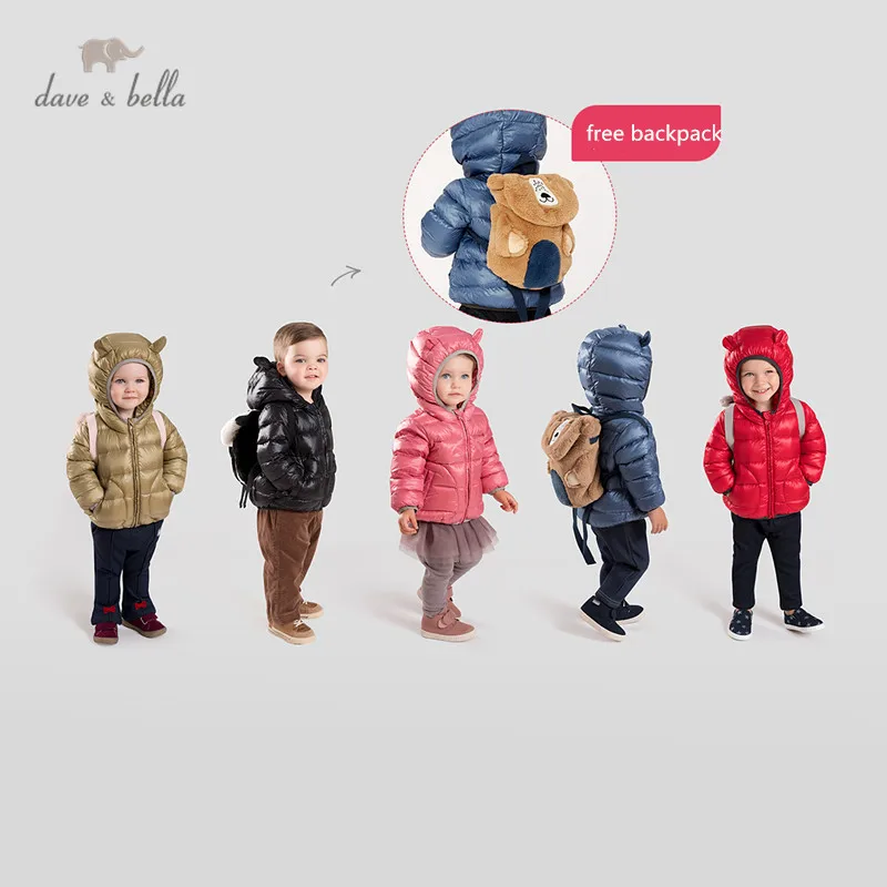 

DB11111 dave bella unisex baby boy girl ultra light down jacket children 90% white duck down outerwear fashion coat backpack