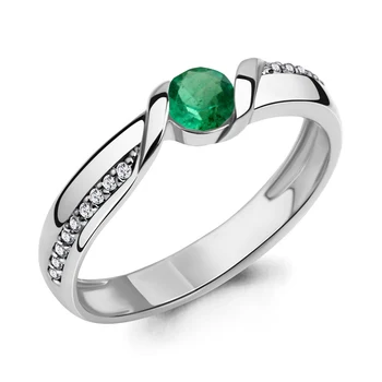 

Ring AQUAMARINE with nanoizumrudom, cubic zirconia, silver 925