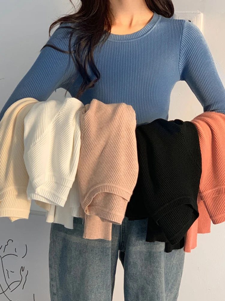 Graceful Stretched Sweater Women's Knitting Bottoming Shirt Slim Fit Inside And Outside Dress Lightweight Comfortable Coat | Женская