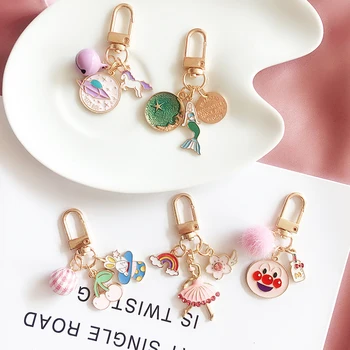 

Metal Ballet Girls Unicorn Astronaut Spaceman Keychain Keyring For Airpods 1 2 Accessories Case Protective Cover Bag Keyrings