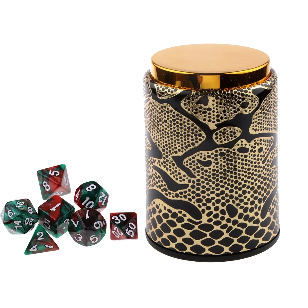 7X Acrylic Polyhedral Dice For Dungeons And Dragons Board Games Accessory+Dice Cup #1
