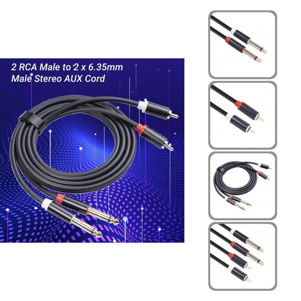 High-quality 2 RCA Male to x 6.35mm Stereo Audio Cable Durable AUX Gold-Plated for Amplifier | Спорт и развлечения