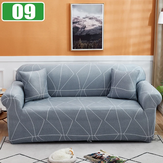 Elastic Sofa Cover Slipcovers for Living Room Stretch 1/2/3/4 Seater Plaid Sofa Armchair Couch Covers L-Shaped Corner Sofa Cover 09