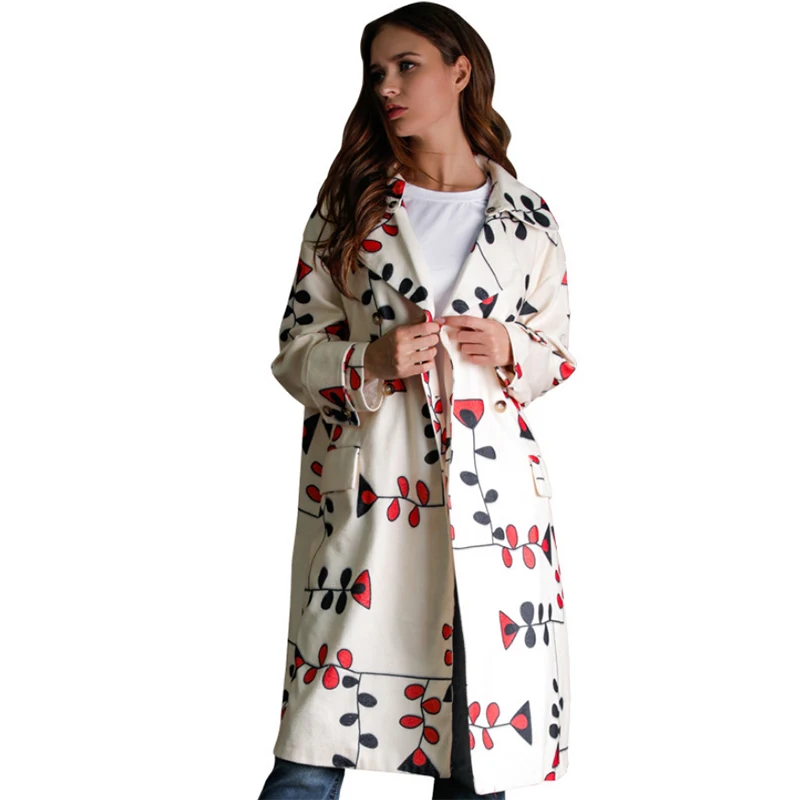 

Liva girl 2019 Loose Woolen Casual Long-sleeved Trench Women Autumn Winter Elegant Coat